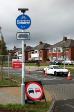 Sign displaying 'bus only' restriction on Highwood Road, Patchway.
