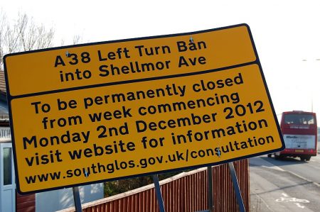 The left-turn into Shellmor Avenue from Gloucester Road is to be closed.