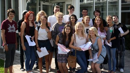 Patchway Community College students celebrate their GCSE results.