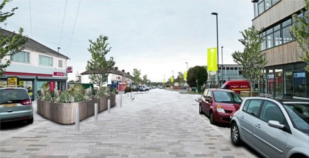 Artist's impression of a regenerated Patchway town centre (Rodway Road).