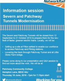 Network Rail information session on the Severn and Patchway Tunnels modernisation.
