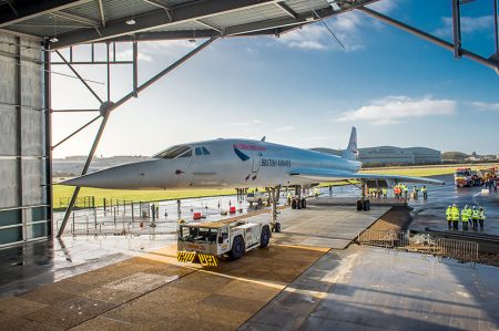 Photo of Concorde 216 entering her new hangar.